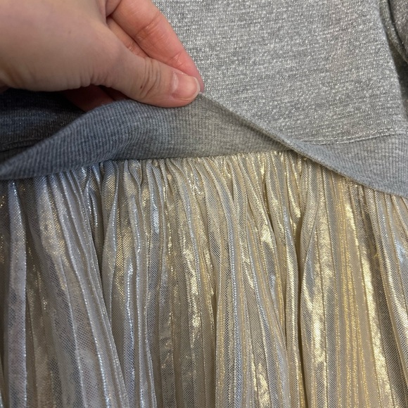 Bonnie Jean Toddler Girl Sweater Dress Metallic Knit Gold Gray 2T Pleats Holiday - Picture 14 of 14